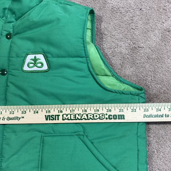 Vintage Carpenter Uniform Co Green Puffer Vest Large Seed Corn Farm Workwear - Picture 10 of 11